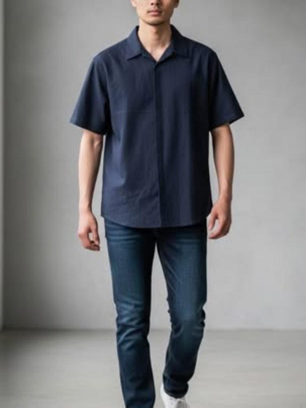 Men's Navy Blue Short Sleeve Button Down Shirt – Casual